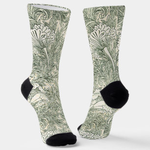 Chaussette William Morris tulip fond textile vert