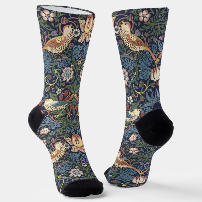 Chaussette William Morris Vintage Strawberry Thief Pattern (Angulaire)