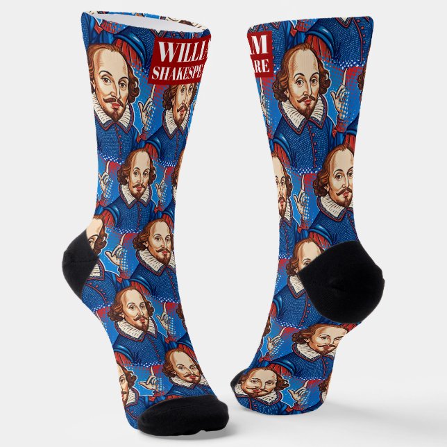 Chaussette William Shakespeare illustration de portrait de To (Angulaire)