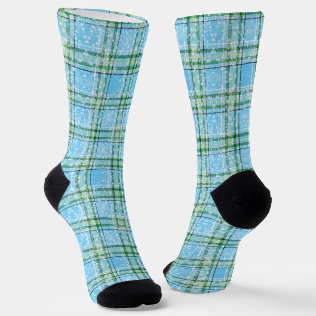 Chaussette Winter Snow Plaid Tartan Design  (Angulaire)