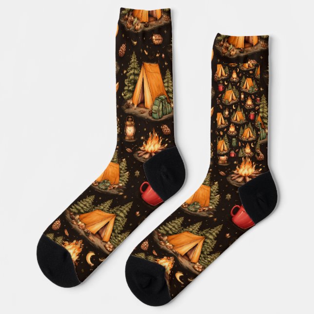 Chaussette Woodland Nights Camping Pattern Socks (Gauche)