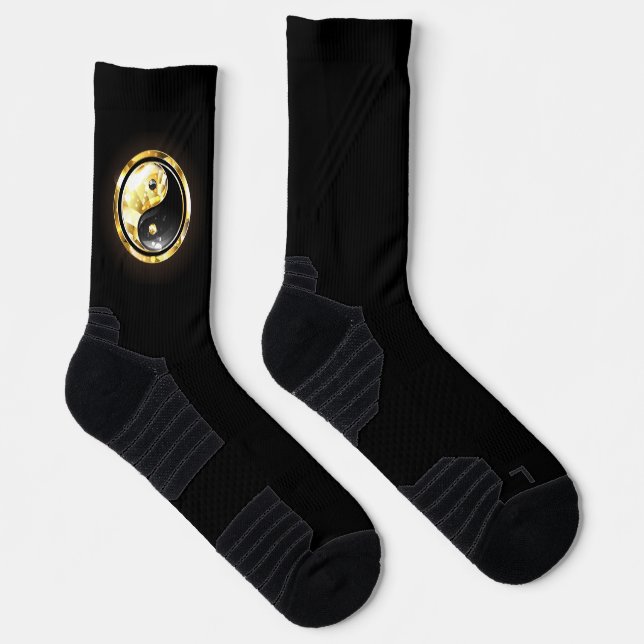Chaussette Yin Yang or sur noir (Droite)
