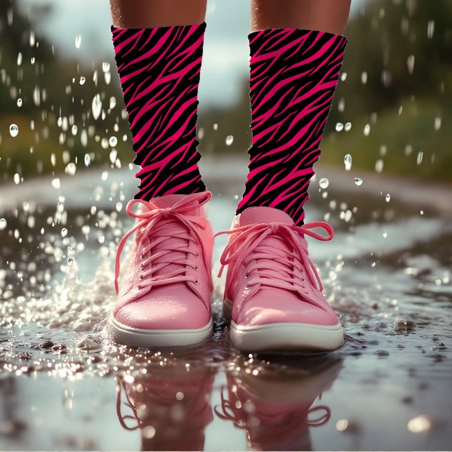 Chaussette Zebra Print mignon Moderne & Élégant Fille Rose No (Créateur téléchargé)