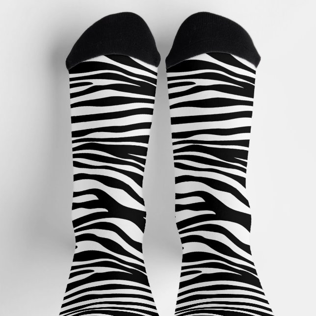 Chaussette Zebra Print, Zebra Stripes, Noir Et Blanc (Haut)