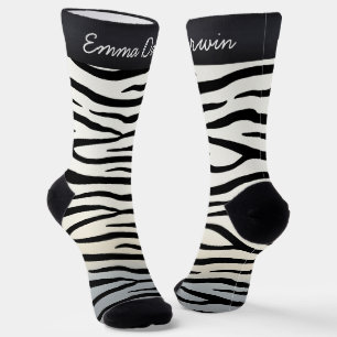 Chaussette Zebra Stripes Wild Poster de animal Nom personnali
