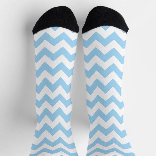 Chaussette Zigzag bleu, Chevron bleu, Motif géométrique (Haut)