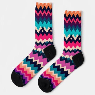 Chaussette Zigzag Chevron Design Motif coloré
