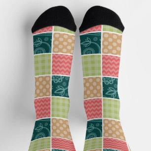 Chaussette Zigzag, Chevron, En vichy, Pois, Patchwork