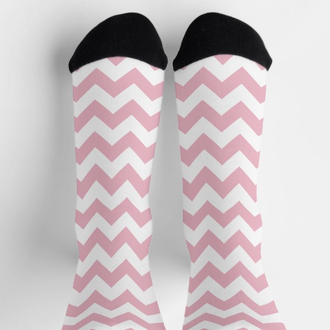Chaussette Zigzag rose, Chevron rose, Motif géométrique (Haut)