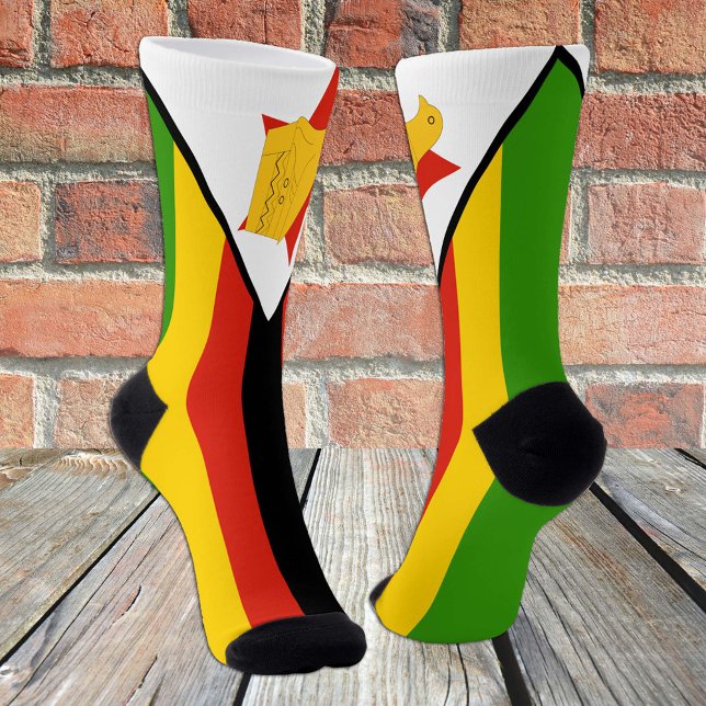 Chaussette Zimbabwe Socks, patriotique Zimbabwe Drapeau mode (Créateur téléchargé)