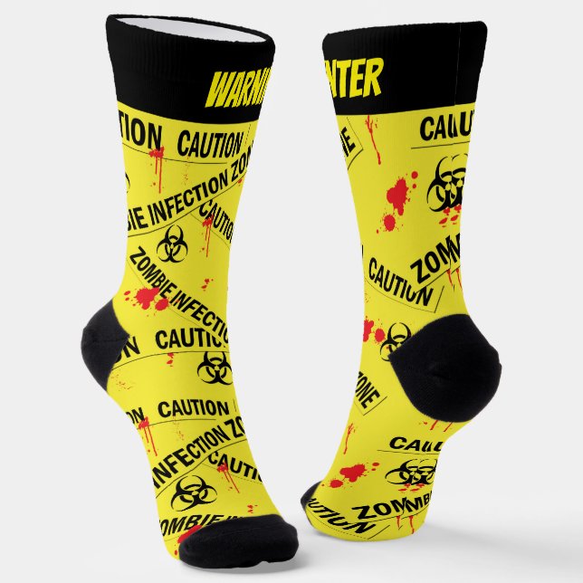 Chaussette Zombie zone d'infection Garder dehors Jaune (Angulaire)
