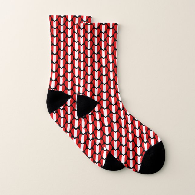 Chaussettes à coeurs de drapeau péruvien (Paire)