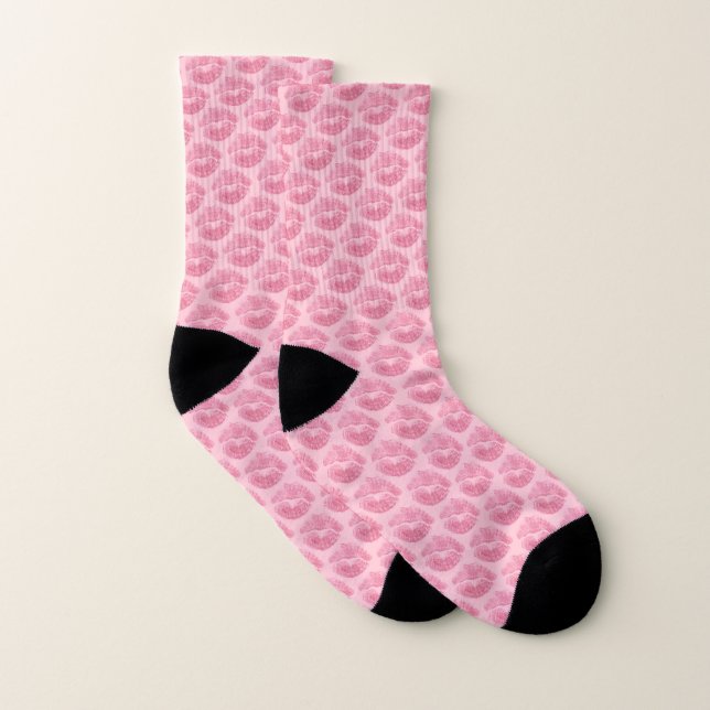 Chaussettes baisers mignonnes roses personnalisabl (Paire)