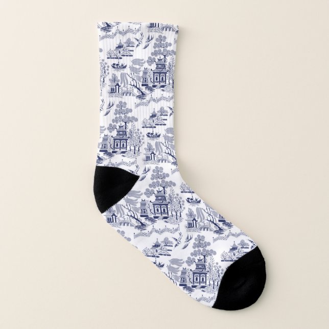 Chaussettes bleues bleues et blanches de saule de (Gauche intérieur)