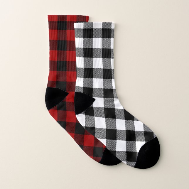 Chaussettes Buffalo Plaid de la partie inégales (Paire)