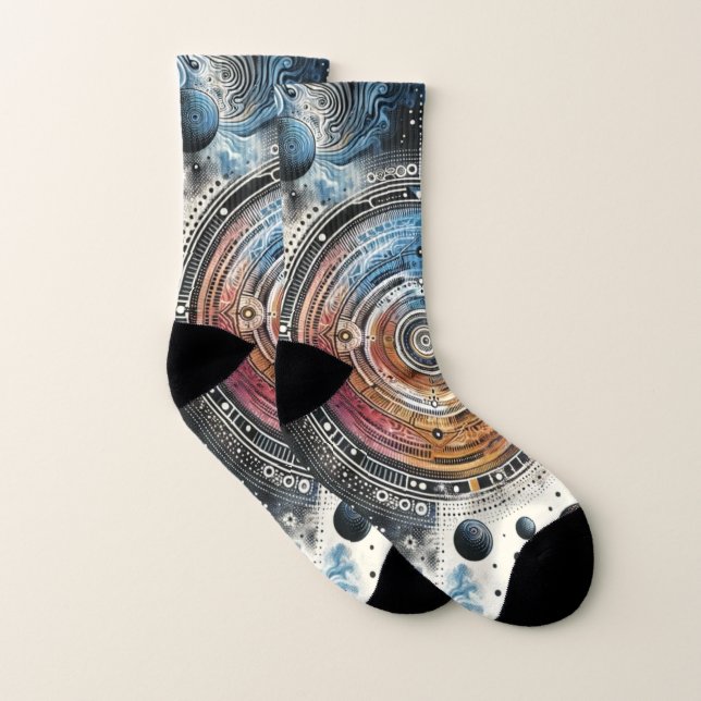 Chaussettes d'art spatial mandala cosmique (Paire)