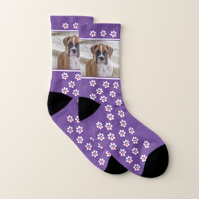 Chaussettes photo pourpres personnalisées pour chi (Paire)