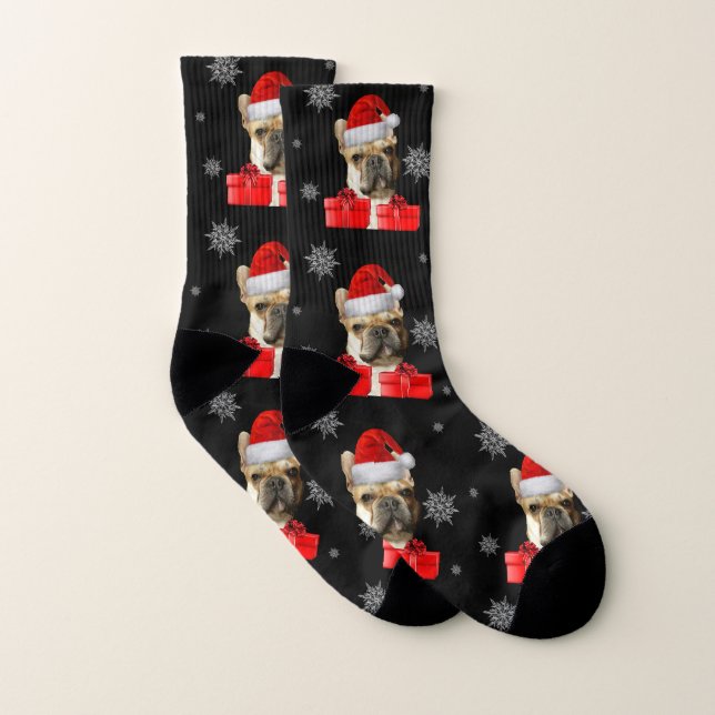Chaussettes pour chien bouledogue français de Noël (Paire)