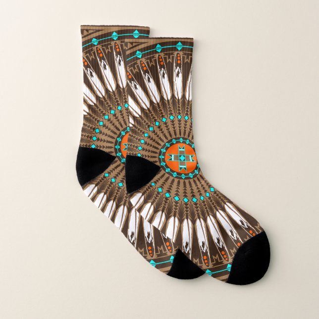 Chaussettes pour hommes et femmes (Wacipi Pow Wow) (Paire)