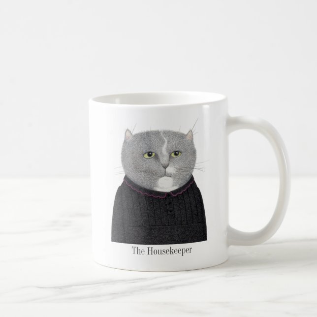 CHAUSSEUR CHAT Mug blanc + Texte (Droite)