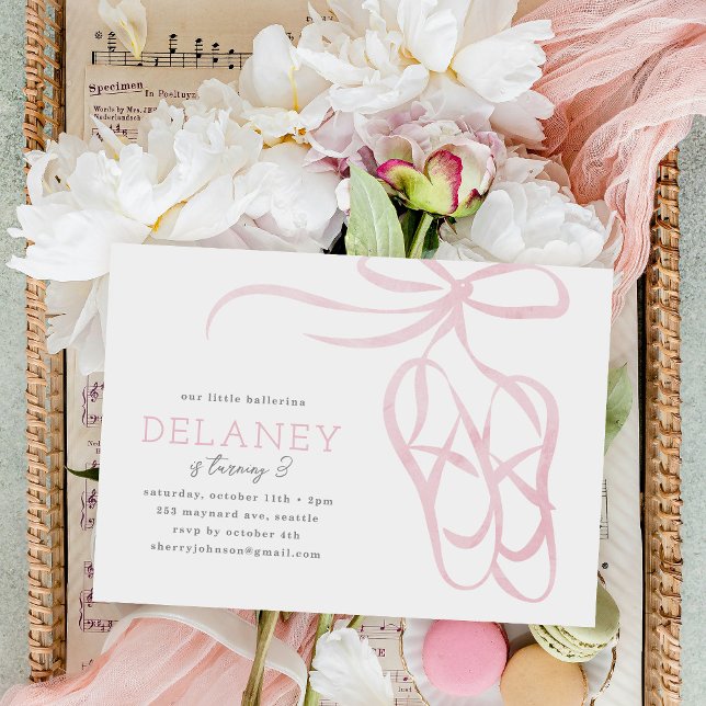 Chaussons de Ballet Rose Invitation de fête d'anni (Créateur téléchargé)