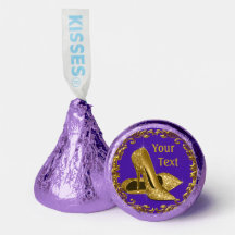 Chaussure à talon haut en or violet Hershey Kisses