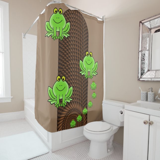 Chaussure de rideau de douche Grenouilles vertes (En situation)