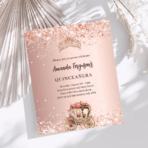 Chaussure d'or rose tiara Quinceanera invitation