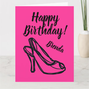 Chaussure mode girly rose carte d'anniversaire pou