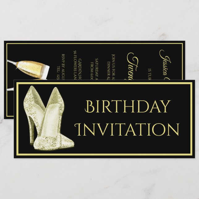 Chaussures à paillettes et carte d'anniversaire Ch (Devant / Derrière)