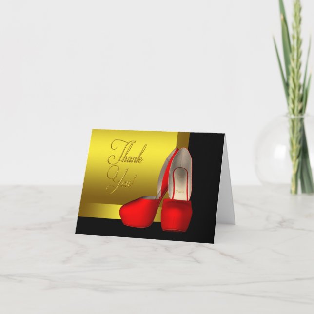Chaussures à talons hauts noires rouge or merci (Devant)