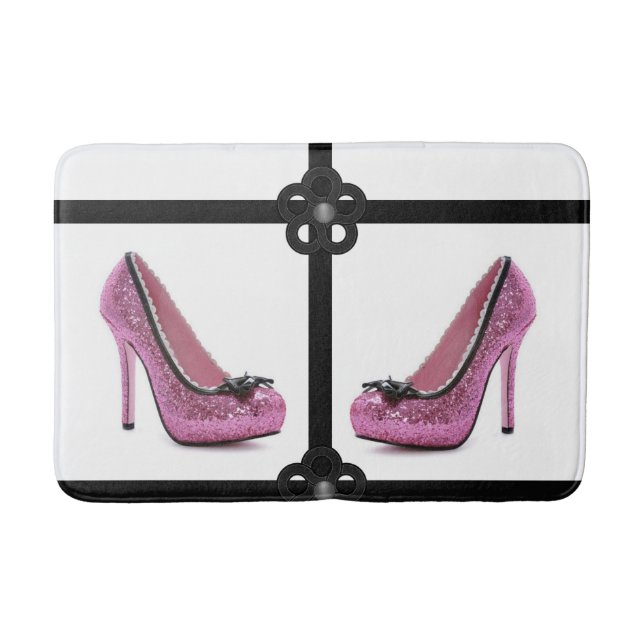 chaussures à talons roses tapis de bain salle de b (Devant)