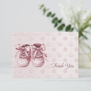 Chaussures de bébé rose Carte de remerciements