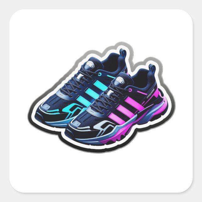 Chaussures de course néon Cyberpunk 3D Autocollant (Devant)