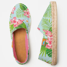 Chaussures de palme tropicale rose et vert