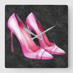 Chaussures de talons roses Horloge murale