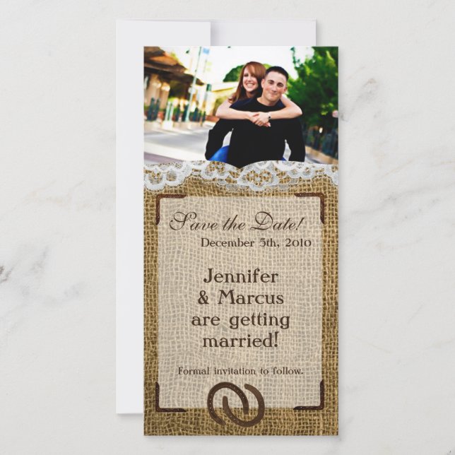 Chaussures Fiançailles Faire-part 4x8 sur Burlap (Devant)