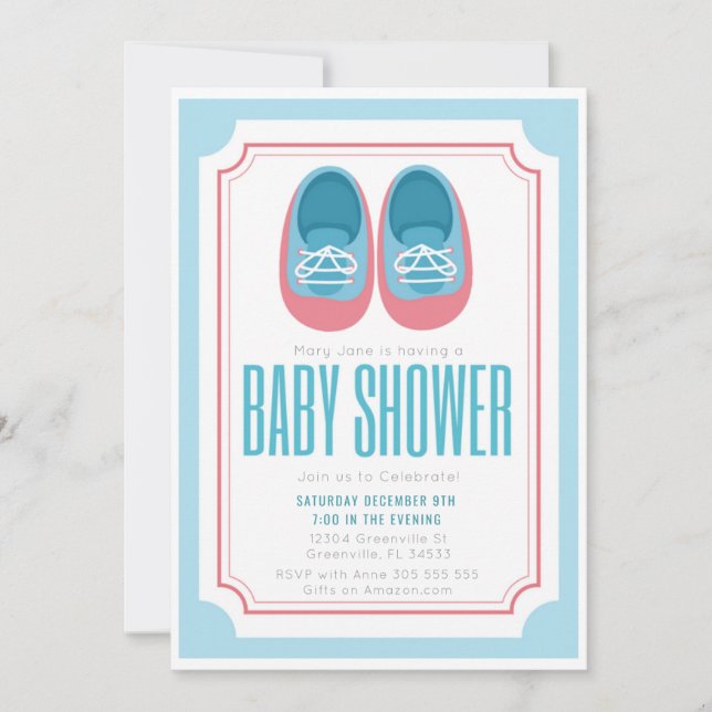 Chaussures pour bébé Baby shower Invitation (Devant)