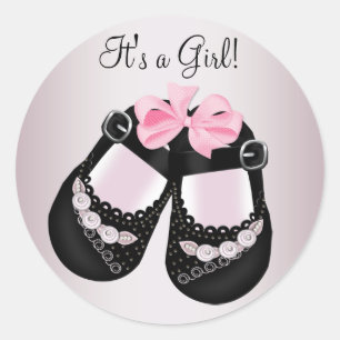 Chaussures pour bébé noir Stickers Baby shower ros