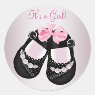 Chaussures pour bébé noir Stickers Baby shower ros