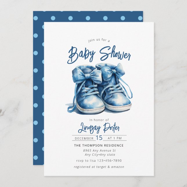 Chaussures pour bébés | Invitation Baby shower de  (Devant / Derrière)