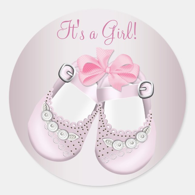 Chaussures pour bébés roses Stickers Baby shower r (Devant)