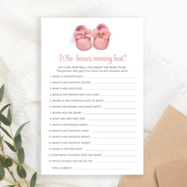 Chaussures roses Baby shower Qui Connaît Maman Le  (Créateur téléchargé)