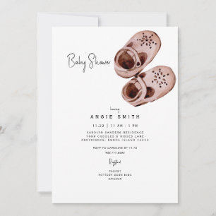 Chaussures roses Bassinet Baby shower Invitation