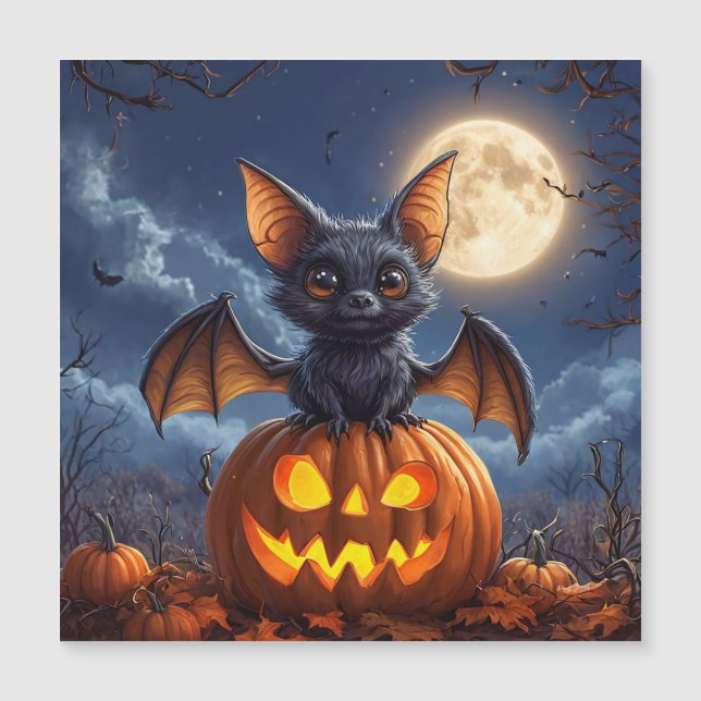 Chauve-souris de dessin animé adorable perché sur  (Devant)