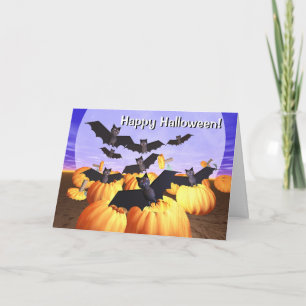 Chauve-souris d'Halloween et carte Citrouille