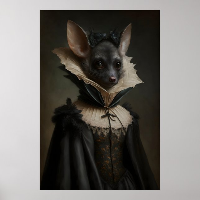 Chauve-souris gothique en robe, Affiche vintage, A (Devant)
