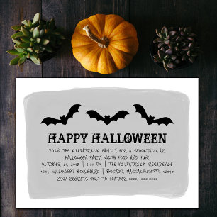 Chauve-souris gris Aquarelle Invitation de la fête