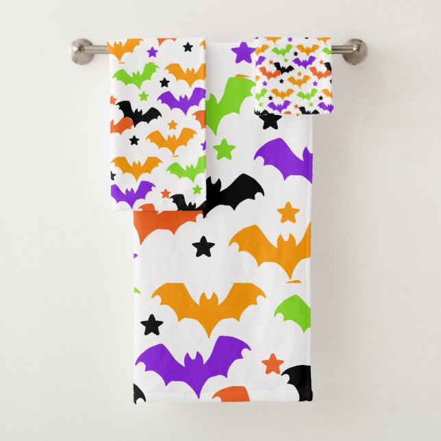 Chauve-souris Halloween coloré rideau de douche (En situation)