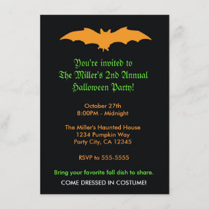 Chauve-souris orange Halloween sur invitation de f